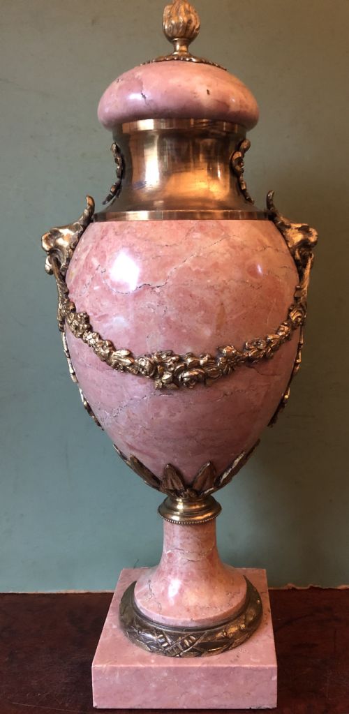 Late C19th/early C20th French Ormolu-mounted Rouge Marble Centrepiece Vase.