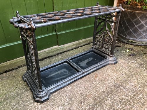 Mid C19th Cast-iron Country House Stick or Umbrella Stand of Gothic Design.