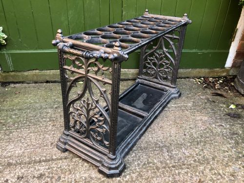 fig 2. Mid C19th cast-iron country house stick or umbrella stand of gothic design.