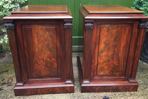 Pair of Early C19th George IV Period Mahogany Pedestal Cupboards .