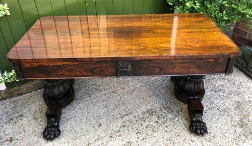 fig 1. Early C19th William IV period rose library or centre table of bold design and proportions.