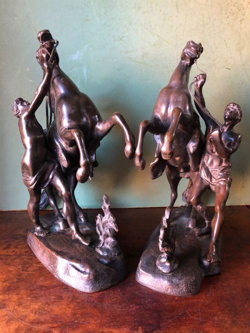 fig 1. Pair of mid C19th French bronze reduction sculptures of ‘The Marly Horses’