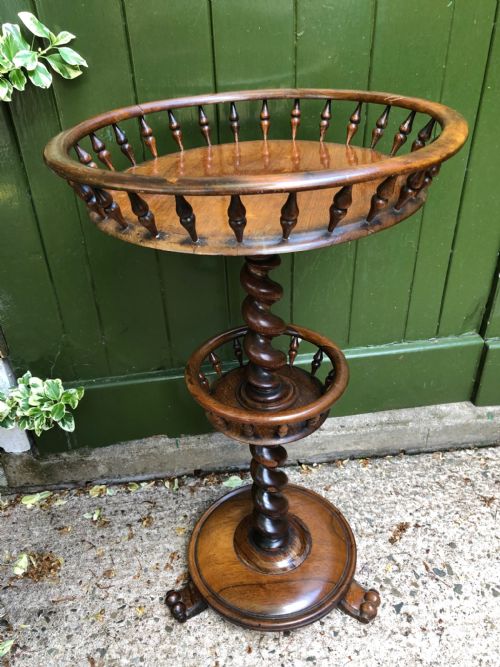 Mid C19th Victorian Period Circular Rosewood 2-Tier Spindle-galleried Occasional or Wine Table .