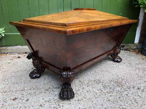 fig 1. Early C19th Regency period mahogany sarcophagus wine cooler by Wilkinson, London.