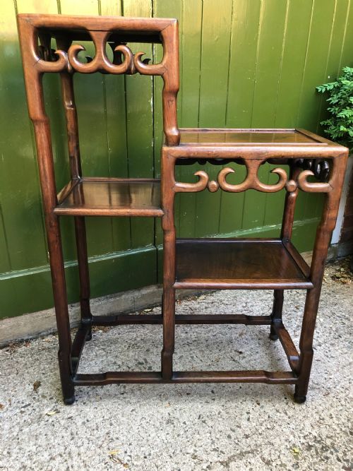 fig 1. Late C19th Chinese Qing Dynasty carved hardwood display stand of asymmetrical design.