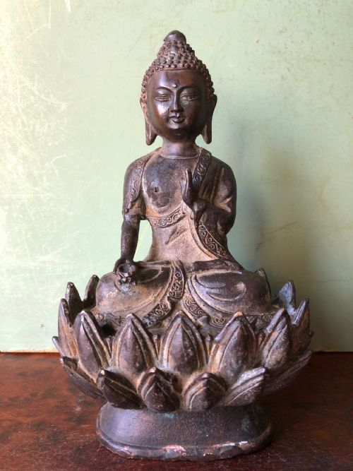 fig 1. C19th Sino-Tibetan cast bronze study of Buddha Shakyamuni .