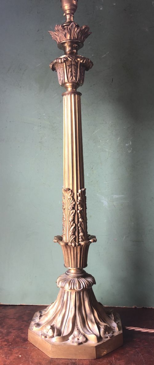 High Quality C19th Ormolu Bronze Table Lamp .