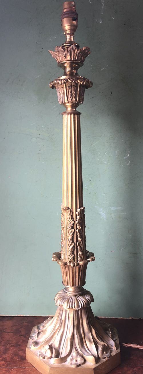 fig 1. High quality C19th ormolu bronze table lamp .