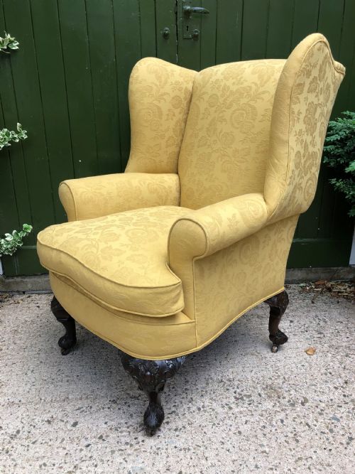 Late C19th/ Early C20th George II Period Style Wing-back Armchair.