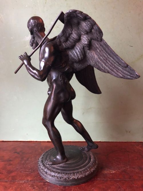 fig 1. Early C19th Italian bronze sculpture of the Greek god Cronos , known to the Romans as Saturn .