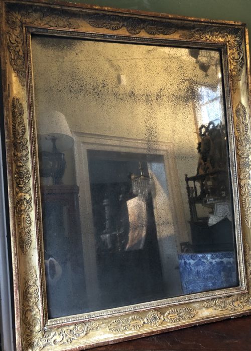 Early C19th French Empire Style Gilt Framed Mirror .