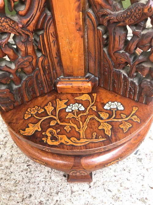 fig 2. C19th Chinese hardwood circular occasional table with ivory and boxwood inlay.