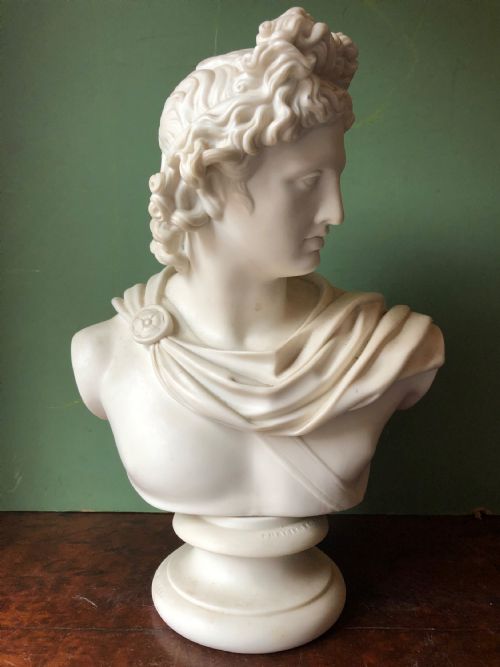 C19th Parian-ware Porcelain Bust Study of “The Apollo Belvedere “.
