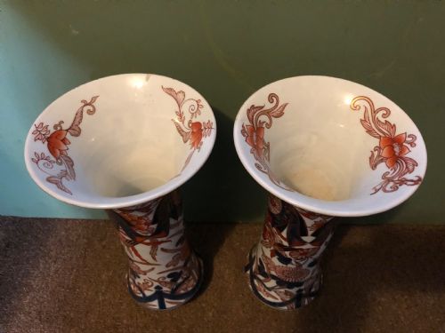 fig 2. Fine late C19th French porcelain Imari pattern 5-piece garniture by Samson , Paris .