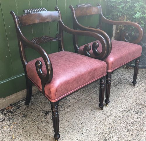 fig 1. Pair of early C19th Regency period mahogany library ,desk or office armchairs.