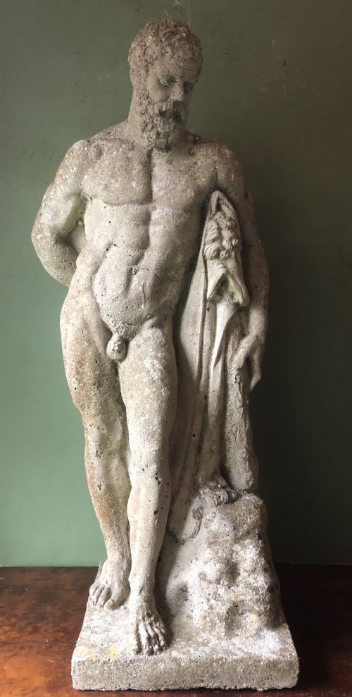 Early C20th Cast Stone or Composition Statue of “The Farnese Hercules” .