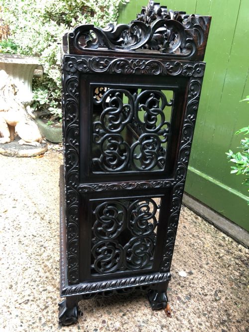 FINE LATE C19TH CHINESE QING DYNASTY PROFUSELYCARVED HARDWOOD OR ROSEWOOD DWARF SIDECABINET OR SHODANA - ADDITIONAL PHOTO 8