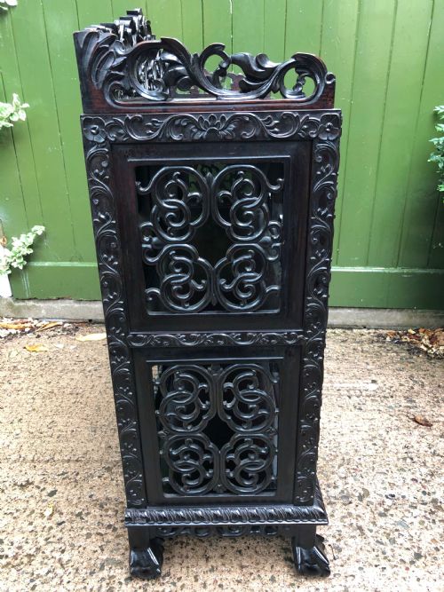 FINE LATE C19TH CHINESE QING DYNASTY PROFUSELYCARVED HARDWOOD OR ROSEWOOD DWARF SIDECABINET OR SHODANA - ADDITIONAL PHOTO 13