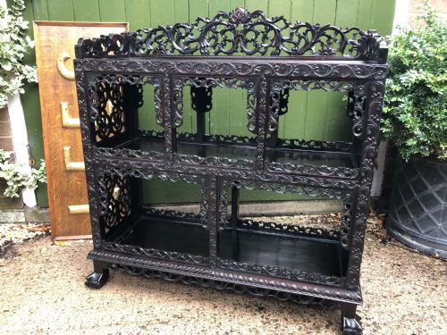 FINE LATE C19TH CHINESE QING DYNASTY PROFUSELYCARVED HARDWOOD OR ROSEWOOD DWARF SIDECABINET OR SHODANA - ADDITIONAL PHOTO 19