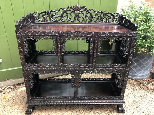 FINE LATE C19TH CHINESE QING DYNASTY PROFUSELYCARVED HARDWOOD OR ROSEWOOD DWARF SIDECABINET OR SHODANA - ADDITIONAL PHOTO 23