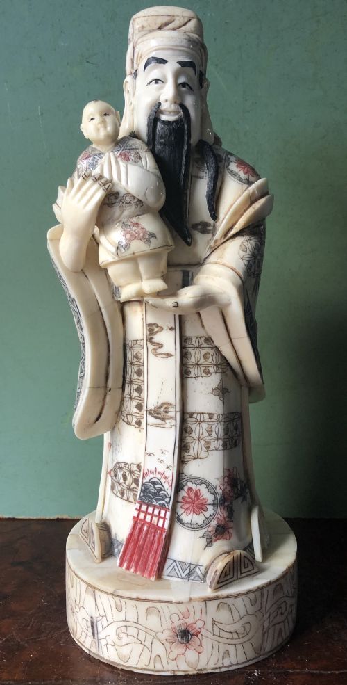 Early C20th Japanese Carved Bone ‘Okimono’ Figure of an Immortal or Sage.
