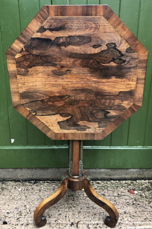 Early C19th Regency Period Brass-mounted Rosewood Octagonal Topped Occasional Table .