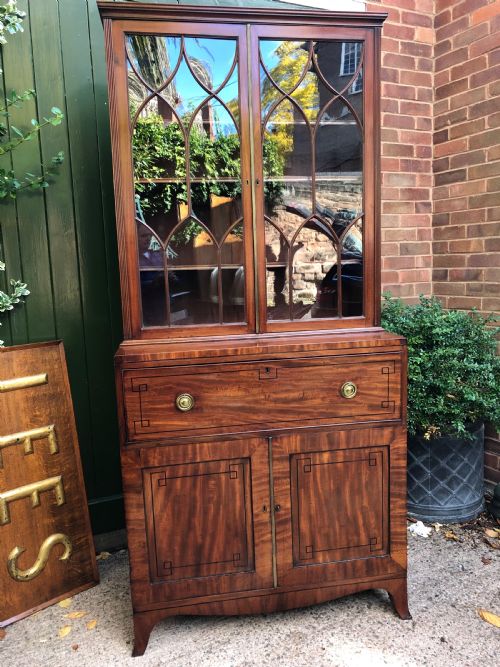 fig 1. Early C19th late George III period mahogany secretaire bookcase .