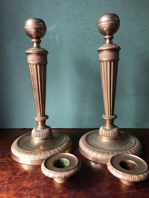 PAIR OF EARLY C19TH FRENCH CHARLES X PERIOD ORMOLU BRONZE CANDLESTICKS - ADDITIONAL PHOTO 14