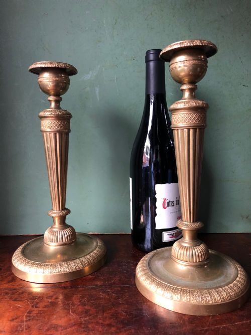 PAIR OF EARLY C19TH FRENCH CHARLES X PERIOD ORMOLU BRONZE CANDLESTICKS - ADDITIONAL PHOTO 16