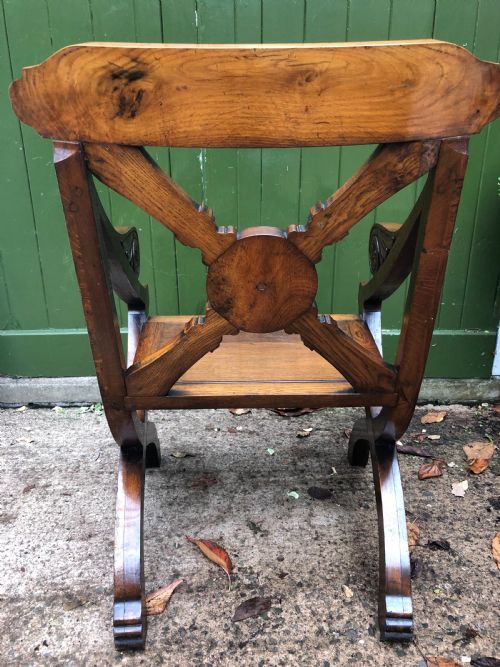 INTERESTING C19TH CARVED OAK ARMCHAIR OF CLASSICALLY INSPIRED FORM - ADDITIONAL PHOTO 4