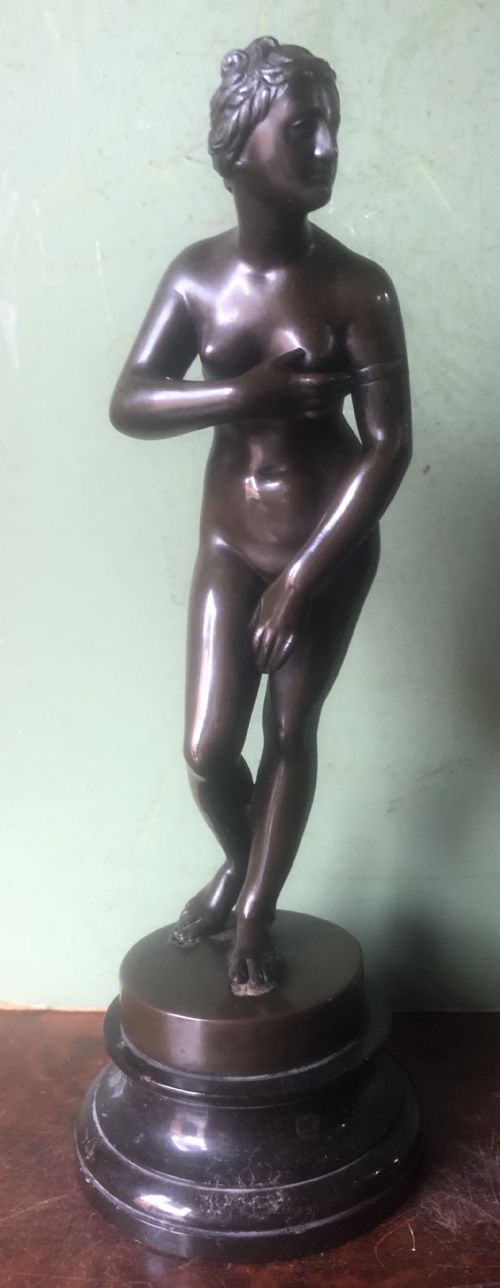 C19th Italian Classical Bronze Sculpture ‘Venus Pudica’ on a Marble Base.
