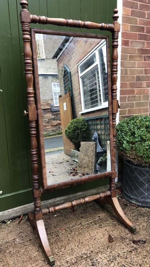 Early C19th Regency Period Mahogany Framed Robing Mirror or ‘Psyche’ of Large Proportions.
