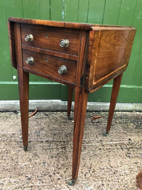 fig 1. Early C19th late George III period rosewood drop-leaf sewing or work table .