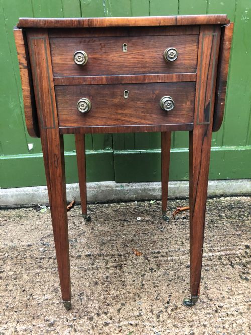 fig 2. Early C19th late George III period rosewood drop-leaf sewing or work table .