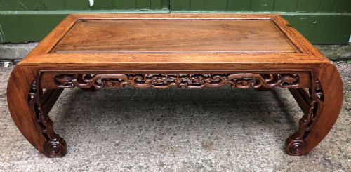 Late C19th/ Early C20th Chinese Qing Dynasty Carved Hardwood ‘Kang’ or ‘Opium’ Table.
