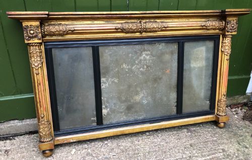 Early C19th Regency Period Gilt-wood Framed Overmantel 3-Plate ‘Landscape’ Mirror