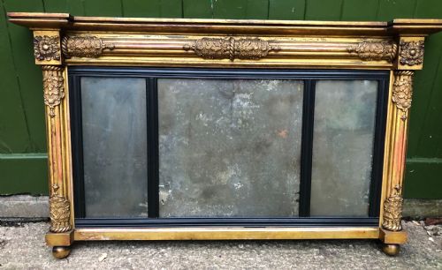 fig 2. Early C19th Regency period gilt-wood framed overmantel 3-plate ‘landscape’ mirror 