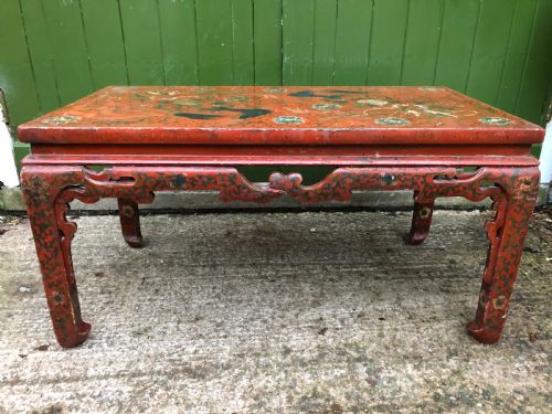 Early C20th Chinese Red Lacquer Oblong ‘Kang’ or Coffee Table.