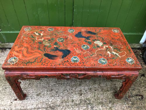 fig 1. Early C20th Chinese red lacquer oblong ‘Kang’ or coffee table.
