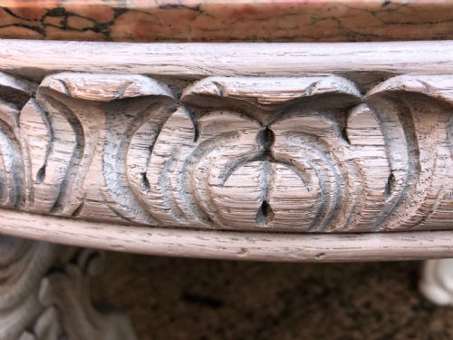 fig 2. Late C19th decorated circular carved carved table with marble top on ancient Roman style lion monopodia supports.