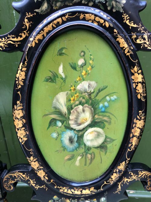 PAIR OF MID C19TH LACQUERED PAPIERMCH BEDROOM CHAIRS IN THE MANNER OF JENNENS AND BETTRIDGE - ADDITIONAL PHOTO 3