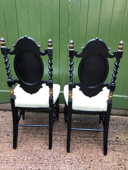 PAIR OF MID C19TH LACQUERED PAPIERMCH BEDROOM CHAIRS IN THE MANNER OF JENNENS AND BETTRIDGE - ADDITIONAL PHOTO 6