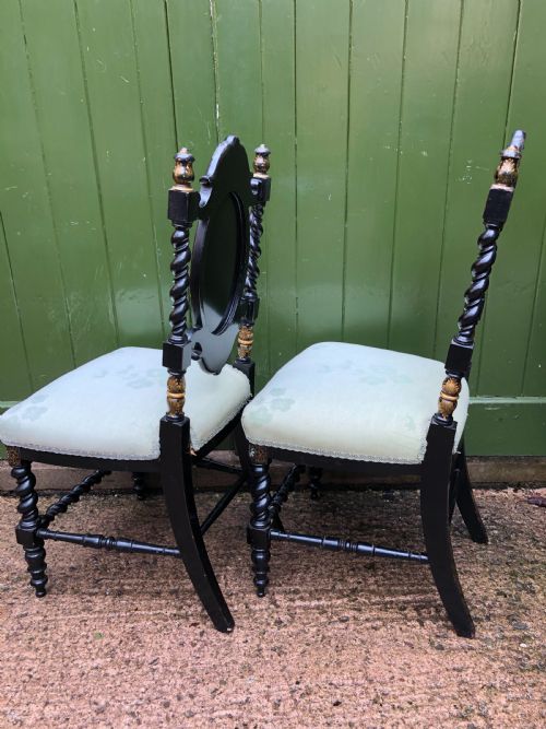 PAIR OF MID C19TH LACQUERED PAPIERMCH BEDROOM CHAIRS IN THE MANNER OF JENNENS AND BETTRIDGE - ADDITIONAL PHOTO 7