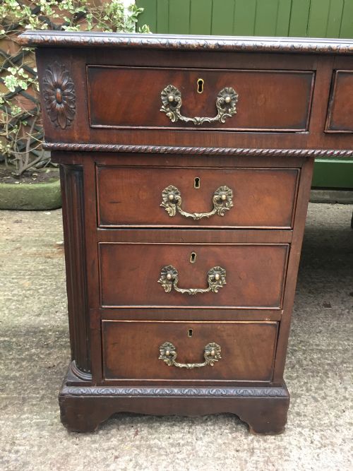 IMPOSING C19TH CHIPPENDALEREVIVAL STYLE MAHOGANY DOUBLESIDED LIBRARY DESK - ADDITIONAL PHOTO 3