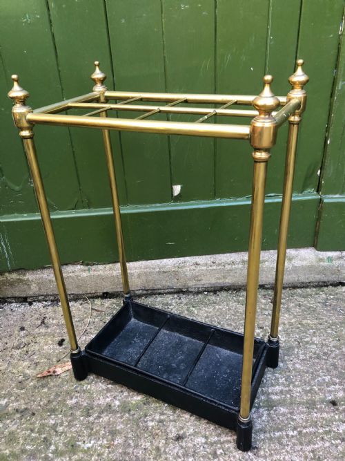 fig 1. Late C19th Victorian period brass-framed stick or umbrella stand with cast-iron base.