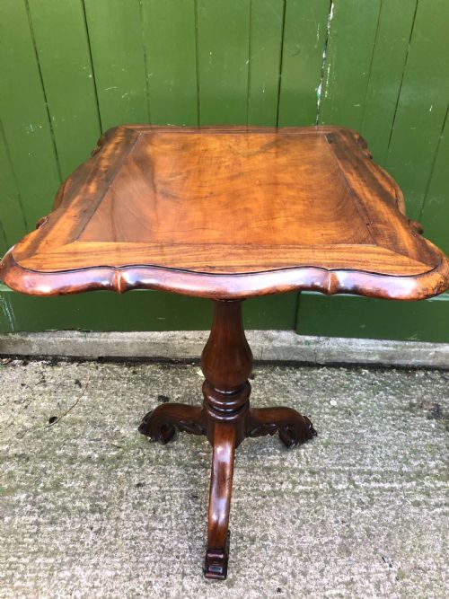 fig 1. Mid C19th mahogany table with shaped top on carved tripod base in the manner of Gillows of Lancaster.