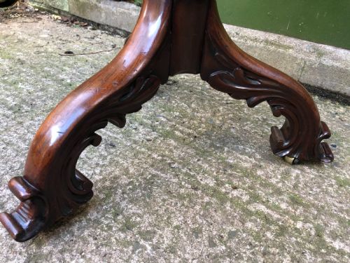 fig 2. Mid C19th mahogany table with shaped top on carved tripod base in the manner of Gillows of Lancaster.