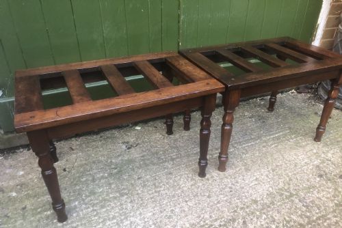 Scarce Pair of Mid C19th Mahogany Slatted-top Luggage Stands .