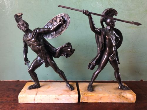 fig 2. Pair of mid C19th Italian ‘Grand Tour’ souvenir bronze studies of Greek Spartan warriors.