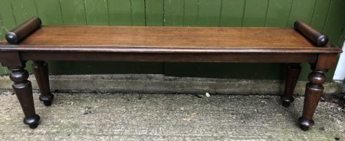 C19th William IV Mahogany Hall Bench or Seat with Roll or Rule Ends .